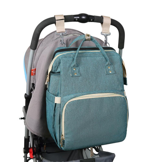 3-In-One Diaper Bag Portable Bed - mint green_0